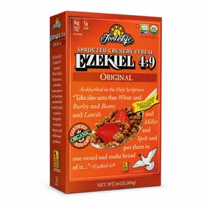 Food For Life Certified Organic Ezekiel 4:9 Sprouted Whole Grain Original Cereal - Natural Fiber Foods, Healthier Choice, 16 oz (Pack of 6)