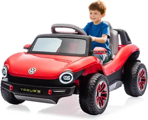 【Christmas Gift】12V Ride On Car for Kids Licensed Volkswagen Beetle Electric Vehicle 4 Wheeler Toddler Battery Powerd Toy Car with Remote Control/LED Headlights/Horn/Music - Red