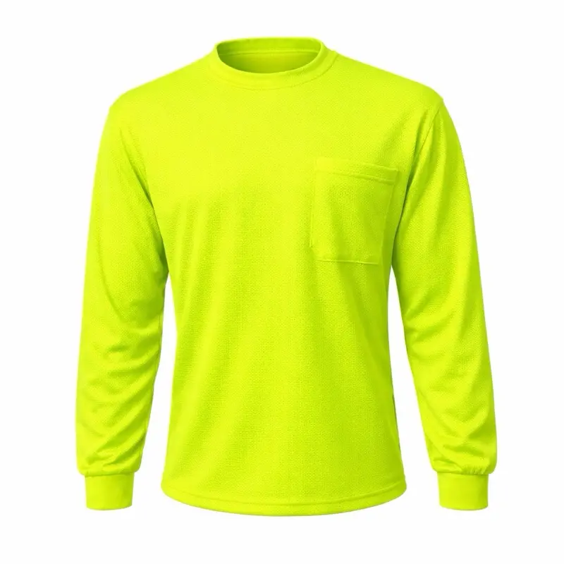 Hi Visibility Ultra Lightweight Long Sleeve Shirt - Polyester Birdeye Fabric, Quick-Dry, Menswear - 912