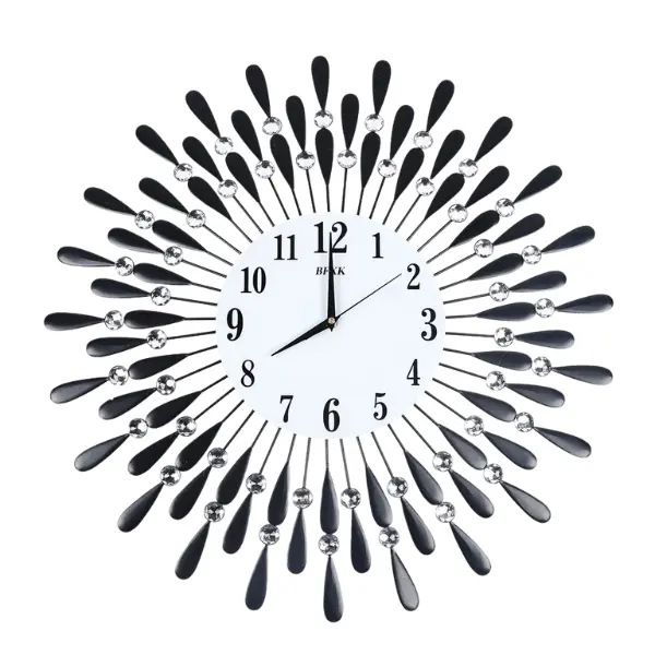 Luxury Large Wall Clock 3D Metal Living Room Feather Wall Watch Home Decor New