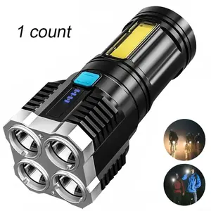Portable USB Rechargeable LED Flashlight, Ultra-Bright Handheld Torch with 4 Adjustable Modes, Side COB Light, Long-Lasting Outdoor Adventure