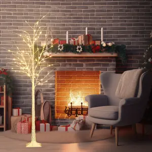 1/2/3pcs, 4/6/8ft Warm White LED Birch Tree Light, Fairy Light Elf Tree Decoration, Tree Light Suitable For Party Bedroom Decoration, Outdoor Activities, Valentine'S Day, Christmas And Halloween Decoration, Indoor And Outdoor Use