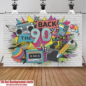 90s Retro 2D Flat Backdrop Banner, 1PC Reusable Polyester Summervibes Photography Decor Cloth, Suitable for Birthday Parties, Home & Festive Supplies