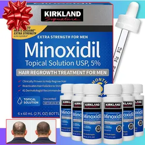 Kirkland Signature Minoxidil 5% Hair Regrowth Treatment for Men, Extra Strength Liquid Topical Solution for Hair Loss & Thinning Hair, Clinically Proven Hair Growth Treatment