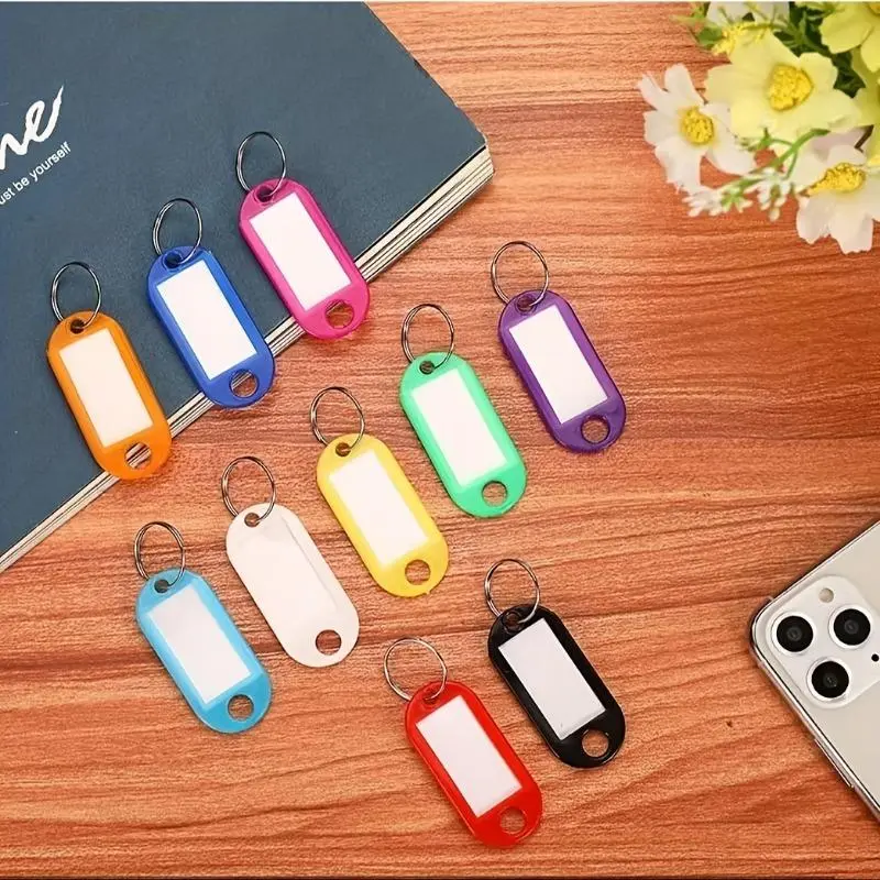 Random Color Key Tag, 50pcs Key Label, Plastic Key Tag, Key Ring, Key Chain, Key Holder, Personalized Key Accessories for Home Office Supplies