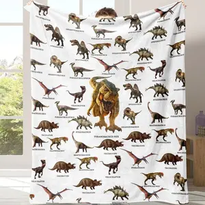 Dinosaur Print Cozy Blanket, 1 Count Soft Comfortable Warm Napping Throw, Sleeping Bedding Supplies for Home Office Travel Decorative Giftable Blankets