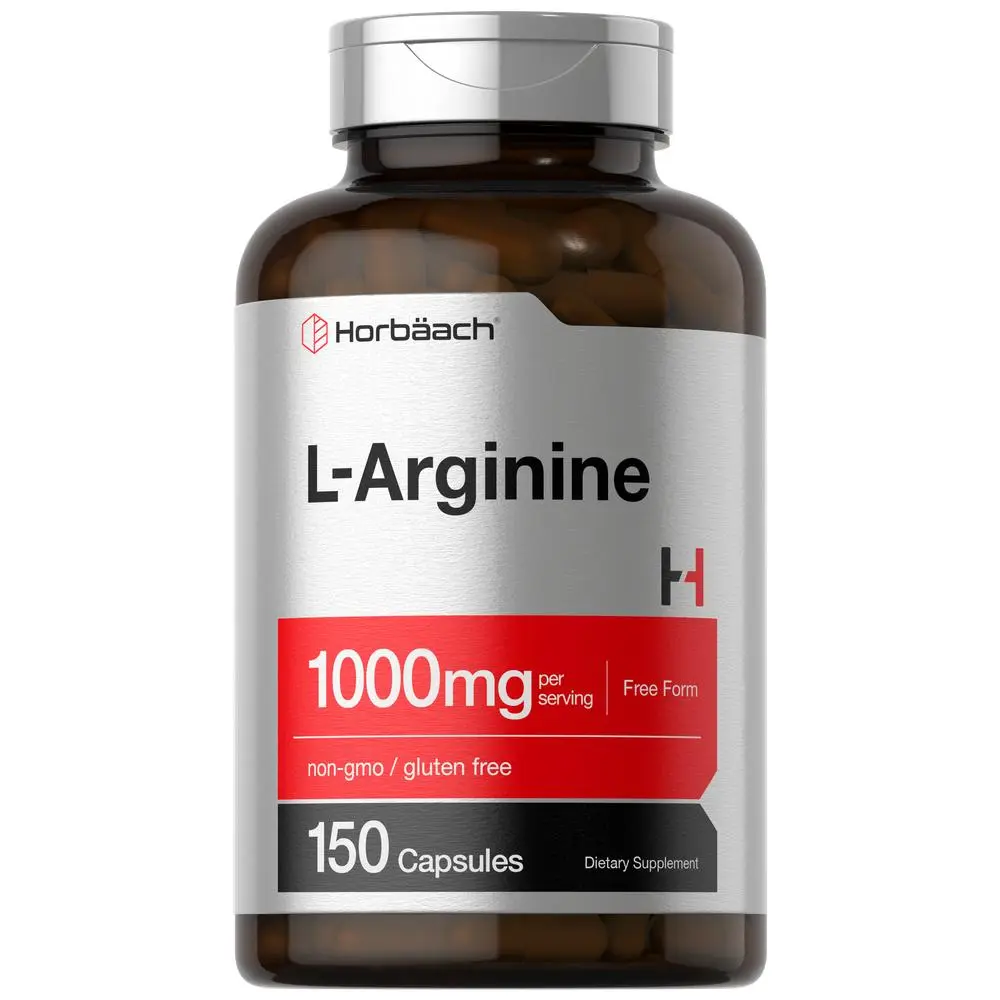 Horbäach L Arginine Supplement 1000mg Capsules | 150 Powder Pills | For Men and Women | Free Form | Non-GMO & Gluten Free Supplement