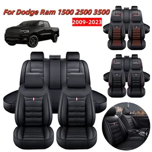 For Dodge Ram 1500 2500 3500 2009-2023 Pickup Trucks Car 5 Seat Covers Full Set PU Leather Soft Touch Front Rear Cushion Non-slip Pad Mat Waterproof