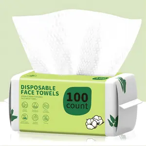 Disposable Face Towels 100 Count Biodegradable Ultra Soft Thick Facial Dry Wipes, Lint Free Makeup Remover Towelettes for Sensitive Skin, Multi Purpose Cleansing Towels for Skincare, Travel & Daily Use