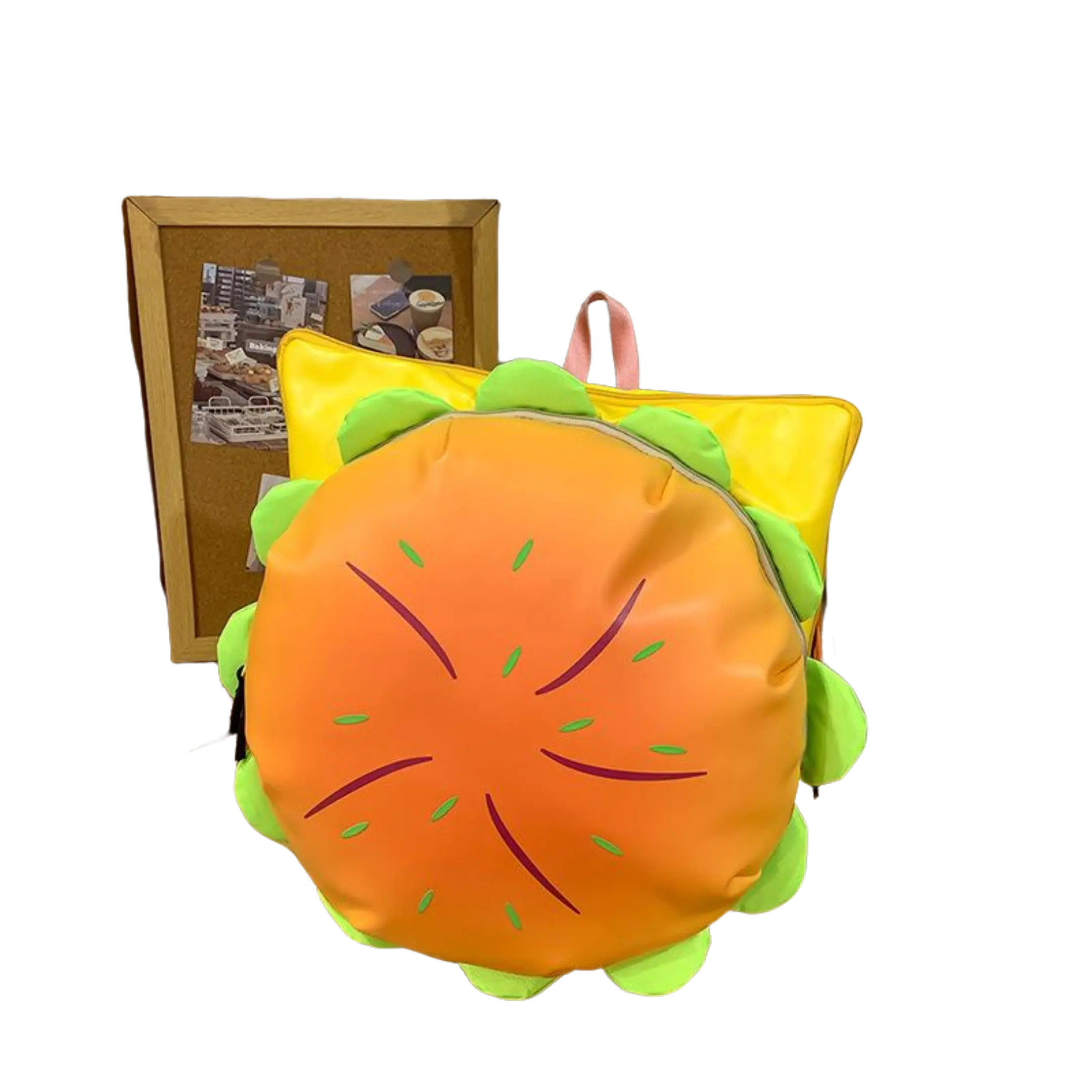 2026 Summer New Cute Burger Cartoon Backpack for Women, Large Capacity, Quirky and Stylish Double-Shoulder Bag