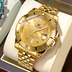 OLEVS Men's Stainless Steel Business Watch G9809 with Luminous Diamond Dial 40mm Waterproof Quartz Wristwatch for Business & Outdoor Sports