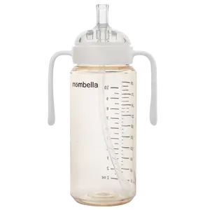 Mombella Classic 10oz PPSU Baby Feeding Bottle & Straw Cup Sippy Cup for Newborn Care Quick Learning Curve Leak-Proof Design Soft Silicone Straw BPA-Free Non-Toxic Materials Baby Food