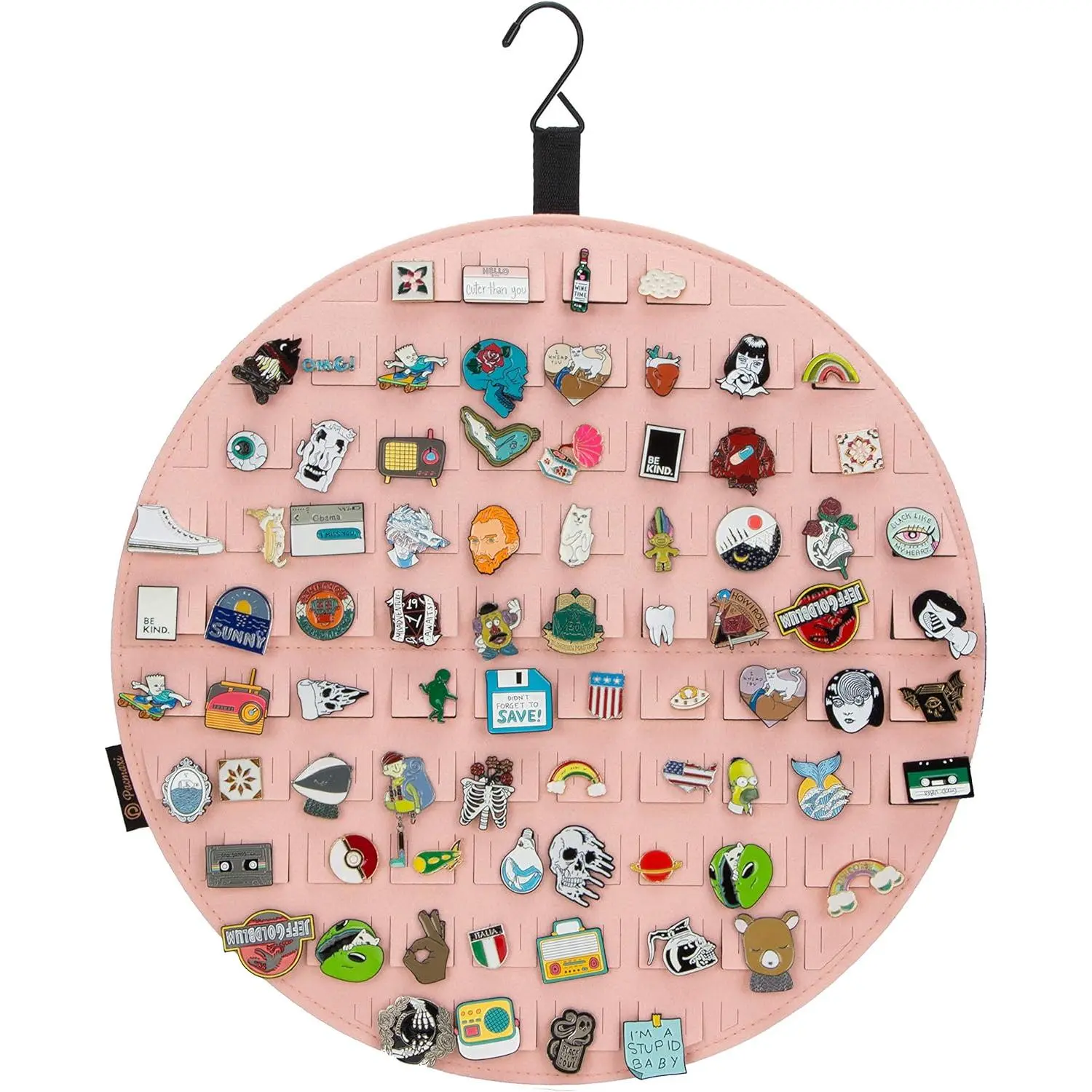 Hanging Brooch Pin Display Holder, Wall Pin Collection Storage Organizer, Cute Pin Banner Case Hold Up to 76 Pins.(Pins not Included) (Pink)