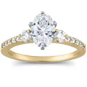 1 1/2 Ct Oval Diamond Engagement Ring 14k Yellow Gold Lab Grown
