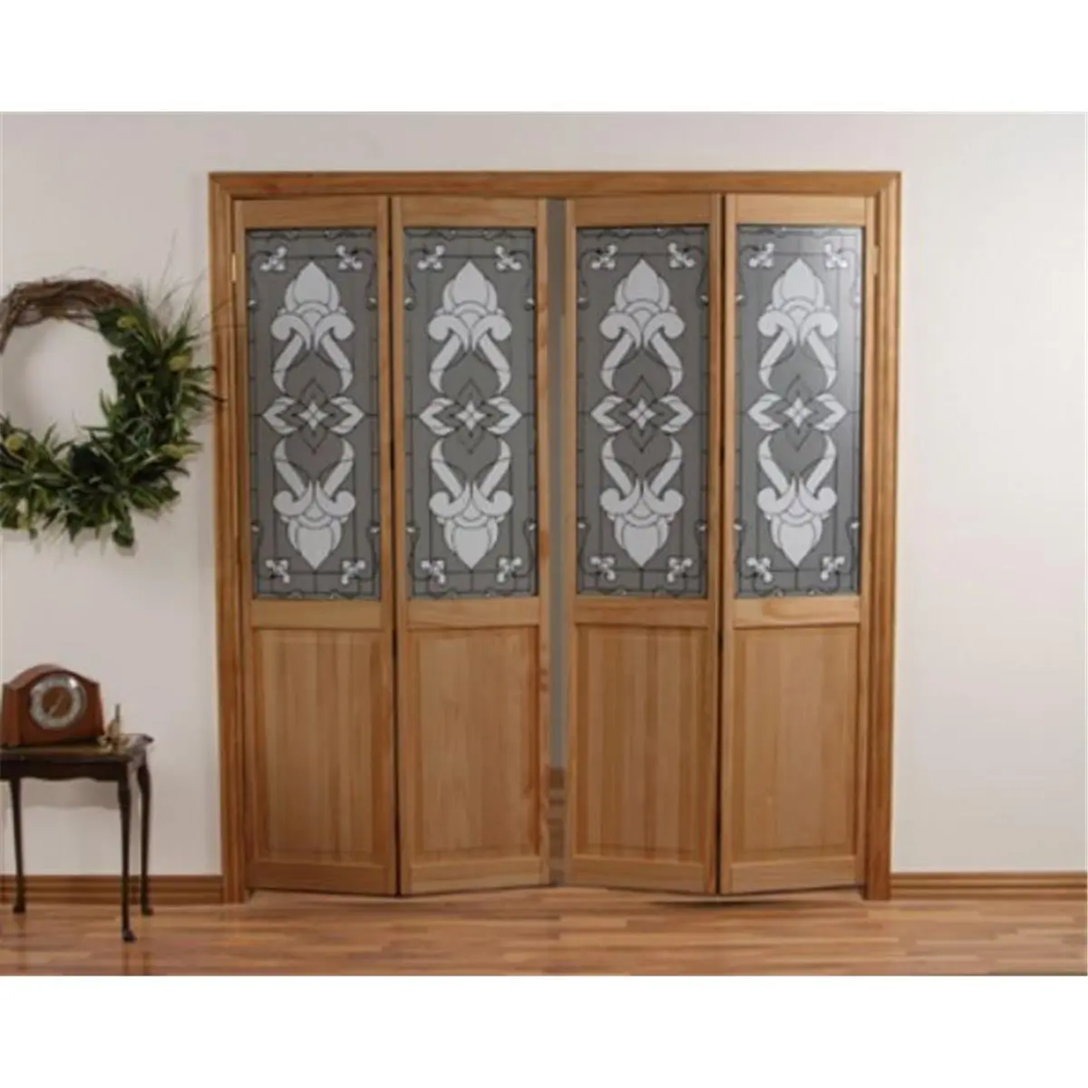 212 MAIN Pine Bifold Door - American Wood 851720, 24x80 in, 1-1/8 in Thick, 49 lbs, Half Glass Eternity Design, Unfinished, Enhances Beauty for Home Improvement Doors, 24 X 80 In