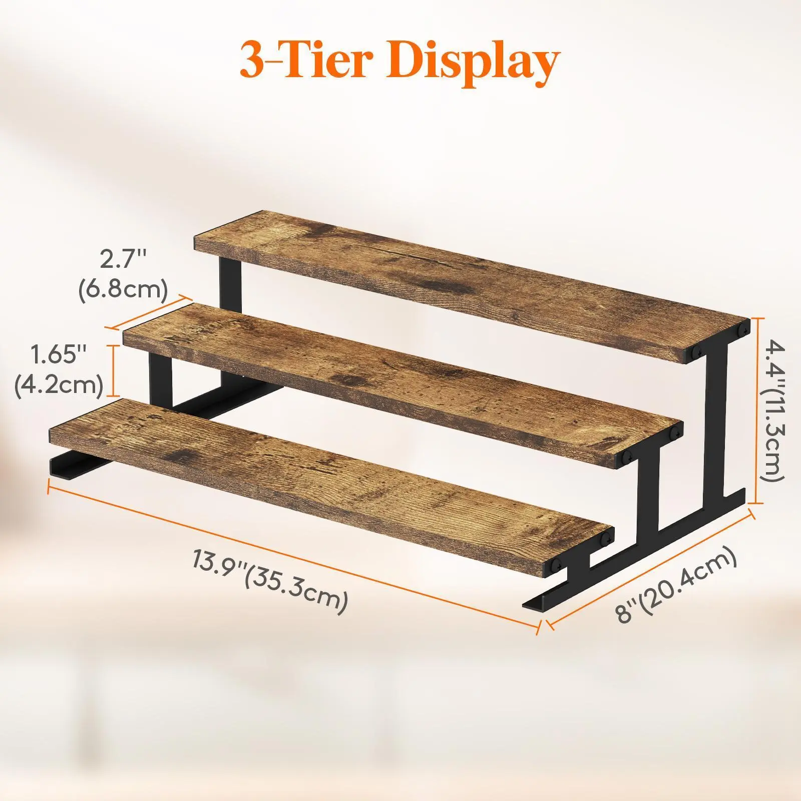 13.9inch Rustic Brown 3 tier