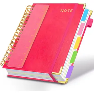 Hardcover Spiral Notebooks for Work 8.5''x 11'', 300 Pages 5 Subject Notebook with Dividers & Tabs, A4 Spiral Journal for Women, College Ruled Notebook for School Students Note-Taking