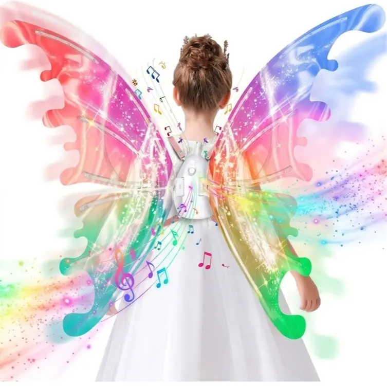 Light Up Fairy Angel Wings for Dogs - Adjustable Chest Strap, Bright LED Effect, Color Changing LED, Glowing Butterfly Wings, Lightweight Comfortable Festive Party Cosplay Accessory