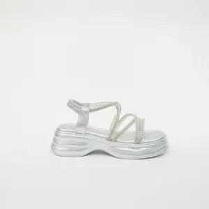 Bethania Silver Women`s Leather Summer Sandals