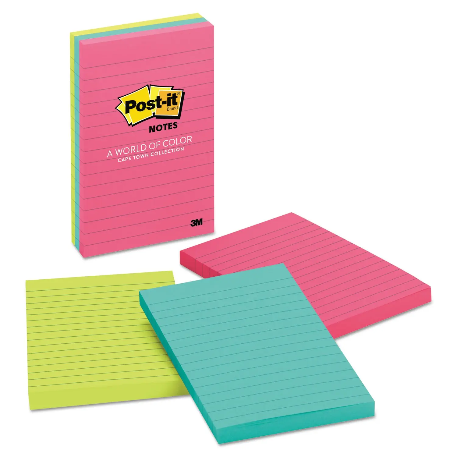 Sticky note Notes 4 x 6 3 Neon Colors 3 100-Sheet Pads-Pack PK - MMM6603AN