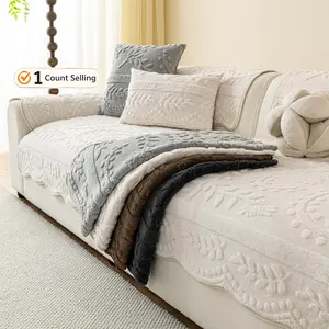 Soft Plush Sofa Cover, Pet Friendly Non Slip Couch Cover, Sofa Slipcover, Machine Washable Sofa Protectors, Multi Color Sofa Covers Available, Elegant Embossed Pattern Sofa Cover for Living Room Bedroom, Fits 2 3 Seater Sofas