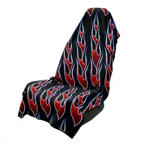Retro Flame Car Seat Cover Towel – Hot Rod Racing Auto Seat Protector Universal Fit, Universal Fit Automotive Accessory for Gym, Travel, Freedom Lovers Gift