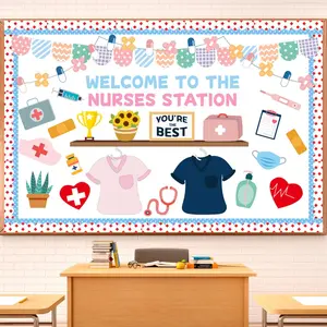 79Pcs School Nurse Bulletin Board Decorations Set Welcome Back to School Classroom Decorations Kit Nurse Appreciation Office Decor Medical RN Cutouts Healthcare Workers Decor for Chalkboard Wall Door
