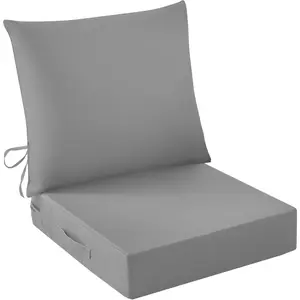 Outdoor Seat Cushion Set,  & Fade Resistant Patio Chair Cushions, Outdoors Cushion for Patio Furniture, 24 x 24 x 4 Inch, Outdoor Couch Cushions with Handle and Ties, Grey