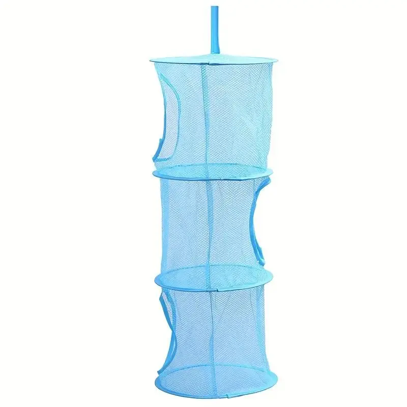 Plush Animal Storage Hammock, Hanging Toy Net with 3 Compartments, Space-Saving Design for Boys and Girls, Home Decor and Laundry Rack, Clothes Organizer, Multipurpose Basket, Collapsible Storage Baskets