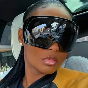 Oversized One-Piece Sunglasses Women Men Surround Shield Sunshade, Suitable for Driving Beach Party fashion glasses thorn ringGift