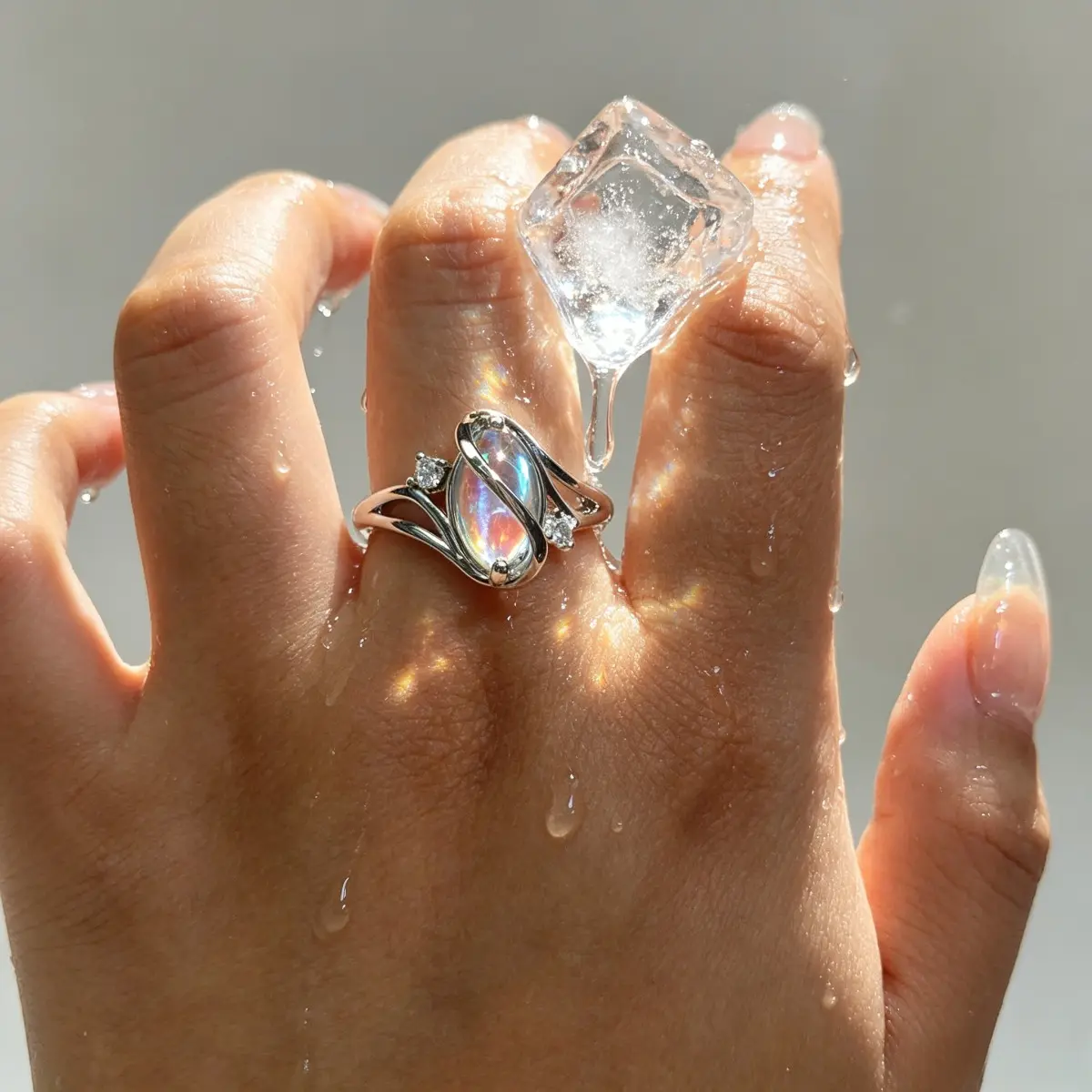 EJG Marquise Cut Statement Ring for Her - 925 Silver-Plated Copper Base with Iridescent Sparkling CZ Accents, Premium Quality Finish, Elegant Meaningful Gifts for Anniversary, Perfect Gifting Choice