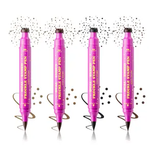 Dual Ended Freckle  Makeup Pen, 3-in-1 Natural Freckle Dotting Tool, Waterproof Smudge Proof Long Lasting Freckle Marker, 4 Shades Brown Freckle Ink Pen for Natural Sun-kissed Freckles Cosmetic Stamp Eyeliner Duo Dual-Head