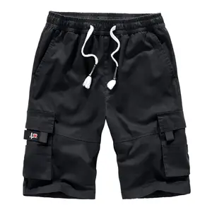 APTRO Men's Cargo Shorts with Elastic Waistband Drawstring 6 Pockets 100% Cotton Twill Fabric Relaxed Fit for Sports & Outdoor Activities