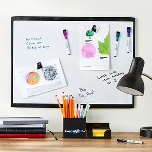 Magnetic Dry Erase Board, Black, Height 17" x Width 23" x Depth 0.65"