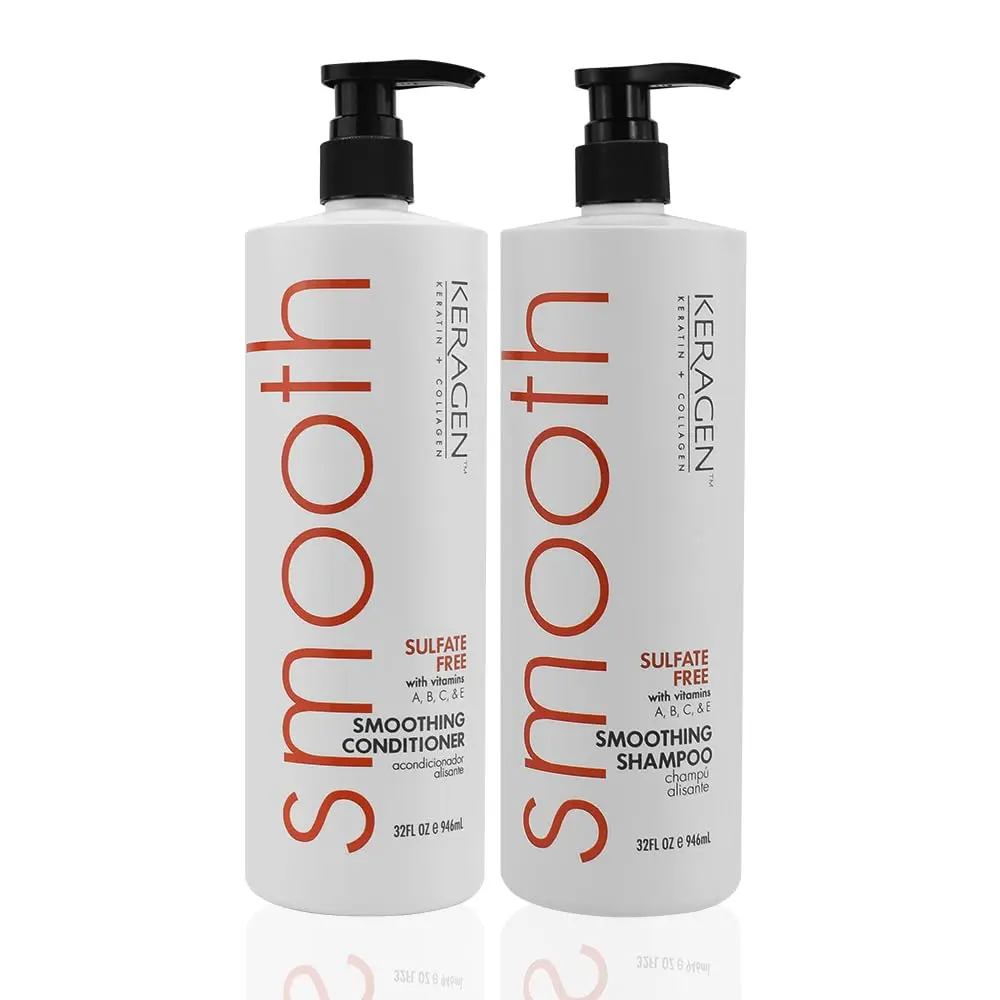 Keragen Smoothing Shampoo and Conditioner Set – Complete Sulfate-Free Frizz Control System