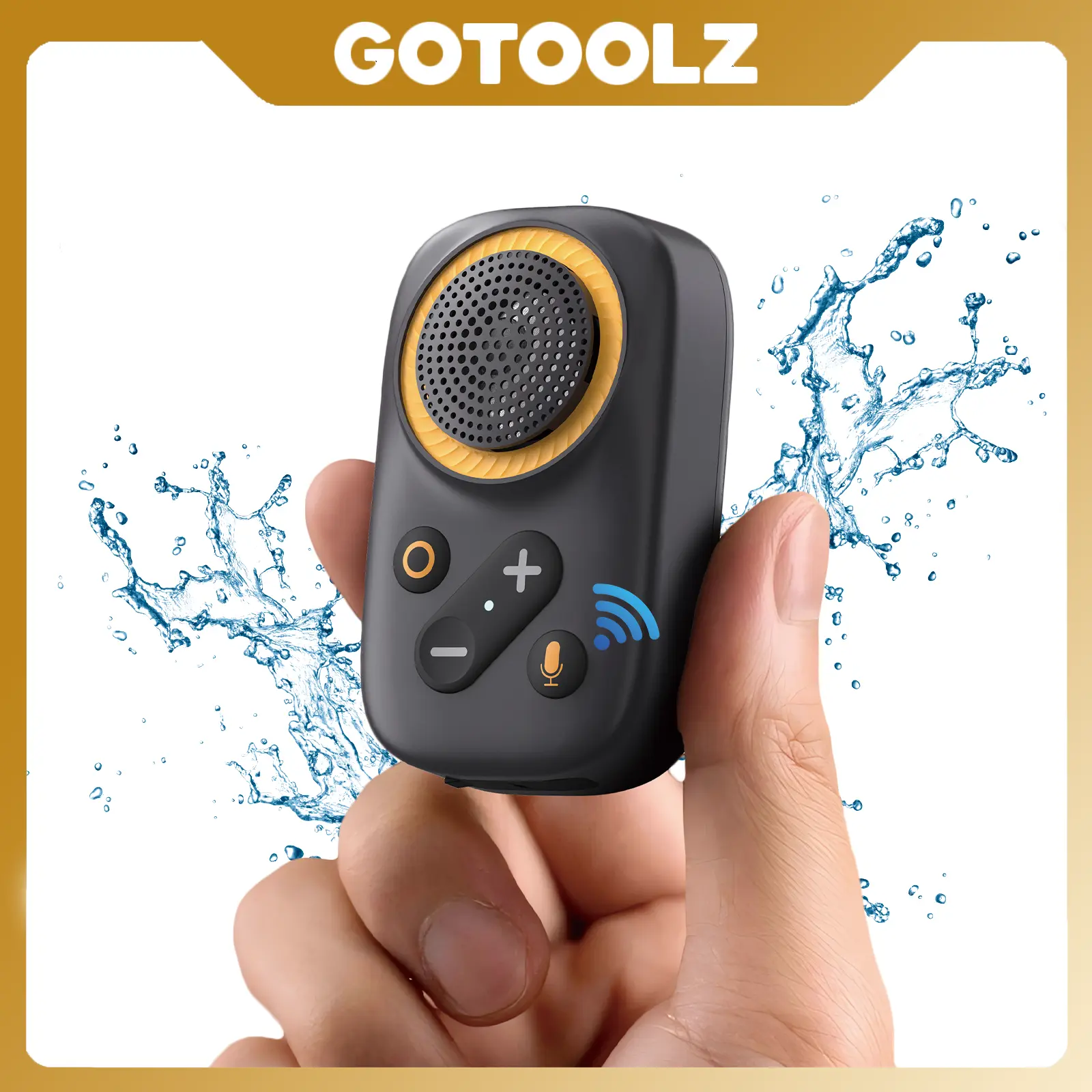 GOTOOLZ Wearable Bluetooth Speaker Bluetooth 5.4 Clip On Wireless Speaker with Mic TWS Function 12Hrs Playtime IPX5 Waterproof Mini Portable Speakers for Outdoor Biking Running Audio Smartphone Weatherproof Loudspeaker System Compact