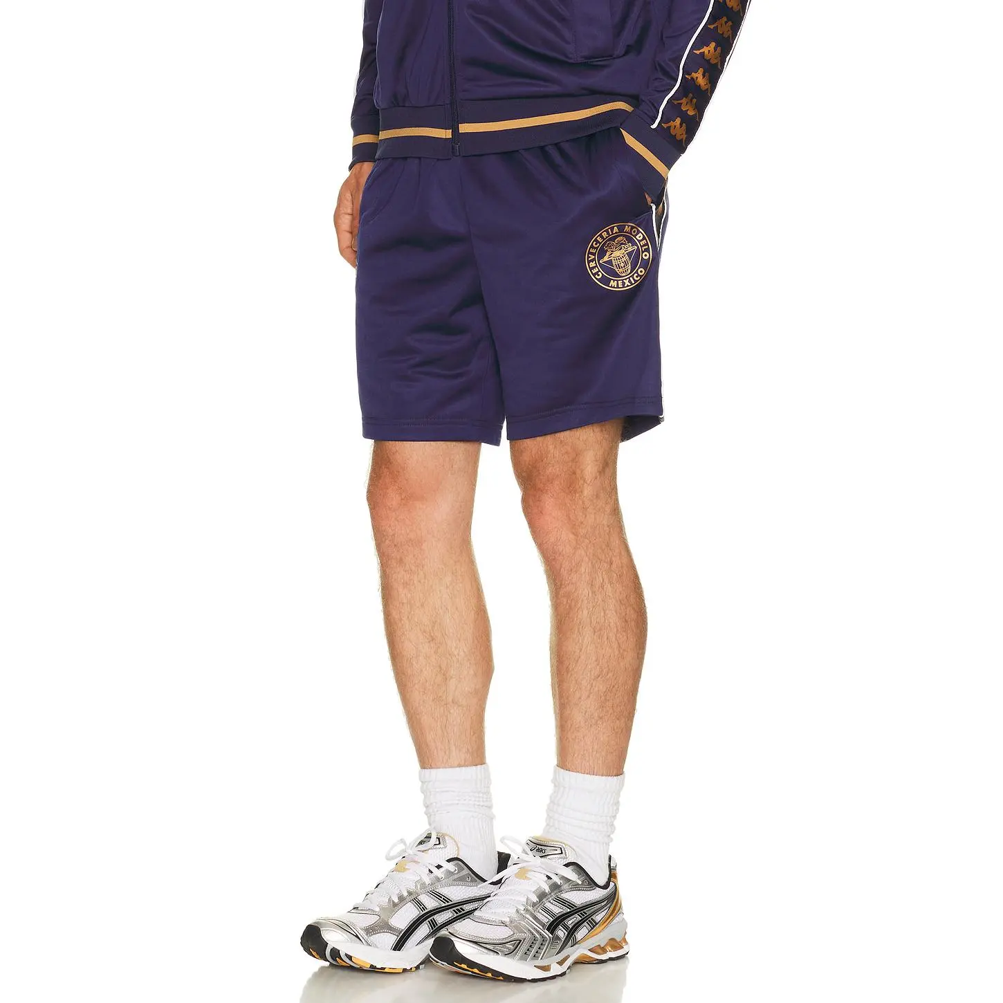 Kappa x Modelo Authentic Manoj Shorts in Blue Evening, White Milk, & Yellow Gold Rich
