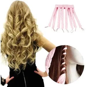 Heatless Hair Curlers – Pink 8-Claw Headband, Detachable Straps, Overnight Soft Rollers for Waves & Curls rods