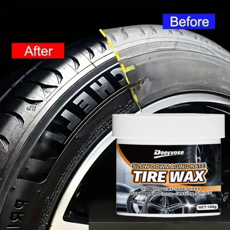 Doeyvose Multi-Functional Tire Polish, Shine and Protect Wax, Car Motorcycle Bicycle Tire Care Coating, Synthetic Durable Formula, Prevents Cracks and Scratches