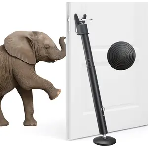 Door  Bar - Upgraded Anti-Slip Base,Heavy Duty Burglar Door Stopper Stick,28-52" Adjustable Barricade Safety Jammer Stoper for Front Door Patio Sliding Glass Window,Black