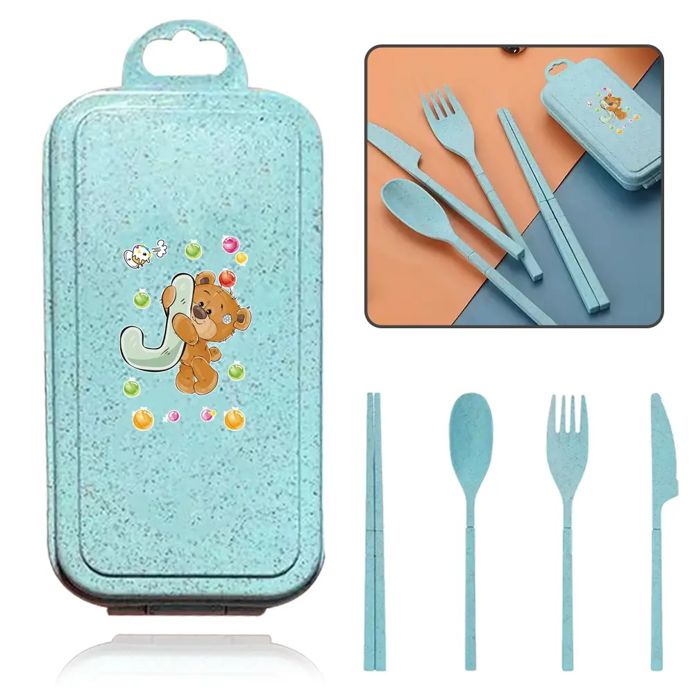 4pcs Travel Utensils Set with Case, Detachable Box Organizer, Reusable Eco-Friendly Kitchen Dinnerware, Foldable Spoon Fork Knife Chopsticks, Tableware Kit