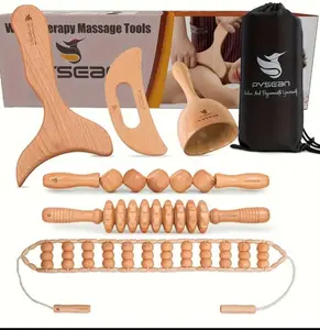 Wooden 6-in-1 Massage Tool Set for Fatigue Relief, Relaxation & Muscle Therapy - Lightweight, Smooth Design for Self-Massage & Professional Use