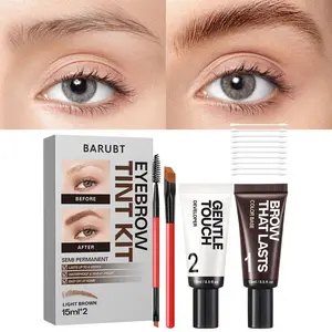Gentle Touch Eyebrow Tint Kit, Semi Permanent Waterproof Brow Color Base & Developer Kit with Professional Brow Brushes, Eyebrow Makeup Products