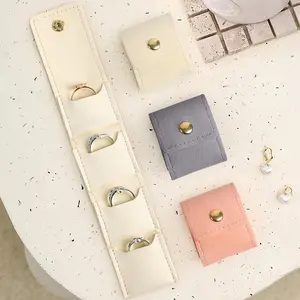 3PCS Classic Mini Travel Jewelry Organizer Box Set, Portable Foldable Roll with Buckle, Compact Box for Earrings, Rings, Necklaces, Ideal for On-the-Go Secure Storage (3-Pack), Three-Pack
