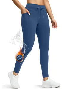 G Gradual Women's Leggings Fleece-lined Winter High-Waisted Water Resistant Warm Thermal Hiking Ski Walking Running Workout Gym Sportswear Bottoms with Pockets for Women Fitness Drawstring Training Pant