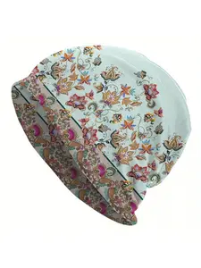 Men's Bohemian Style Bonnet Beanie Hat Windproof Multicolor Paisley Floral Print Lightweight Retro Cap for Spring Autumn Casual Festival Wear Hip-Hop Skull Cap with Cultural Patterns
