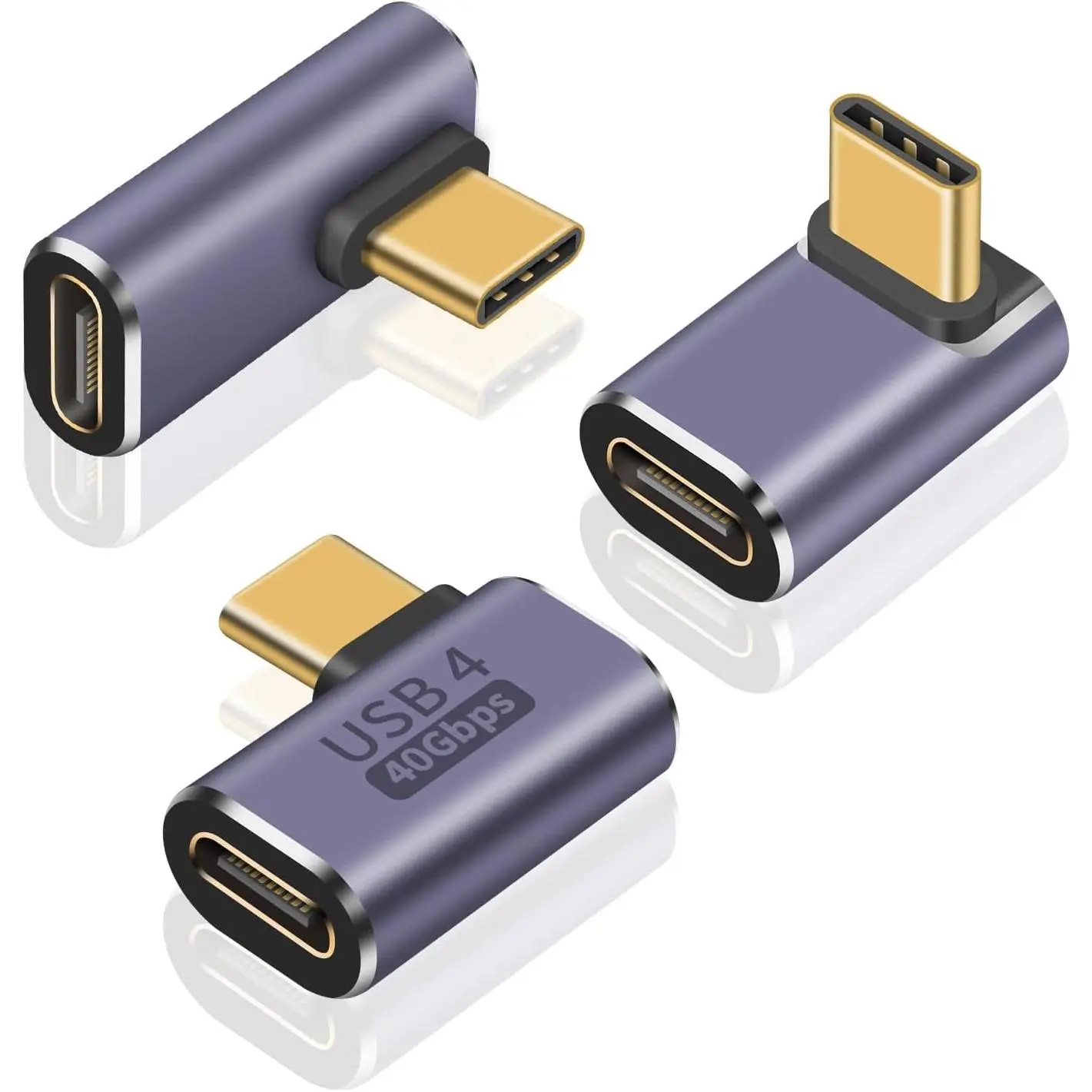 3-Pack USB C 90 Degree Adapter, 40Gbps Thunderbolt 4 & 8k@60Hz &100W PD, 90 Degree USB C Male to Female Adapter Type C Extender for Steam Deck, ROG Ally, MacBook, Smart Phone and More
