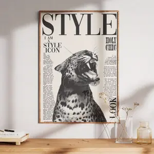 1 Piece Fashionable Cheetah Wall Art Print - Vivid Leopard Design, Frameless Canvas Painting, Suitable for Bedroom, Living Room, Bar Decoration - Luxurious Fashion Accessory Gift for Her, Leopard Decor