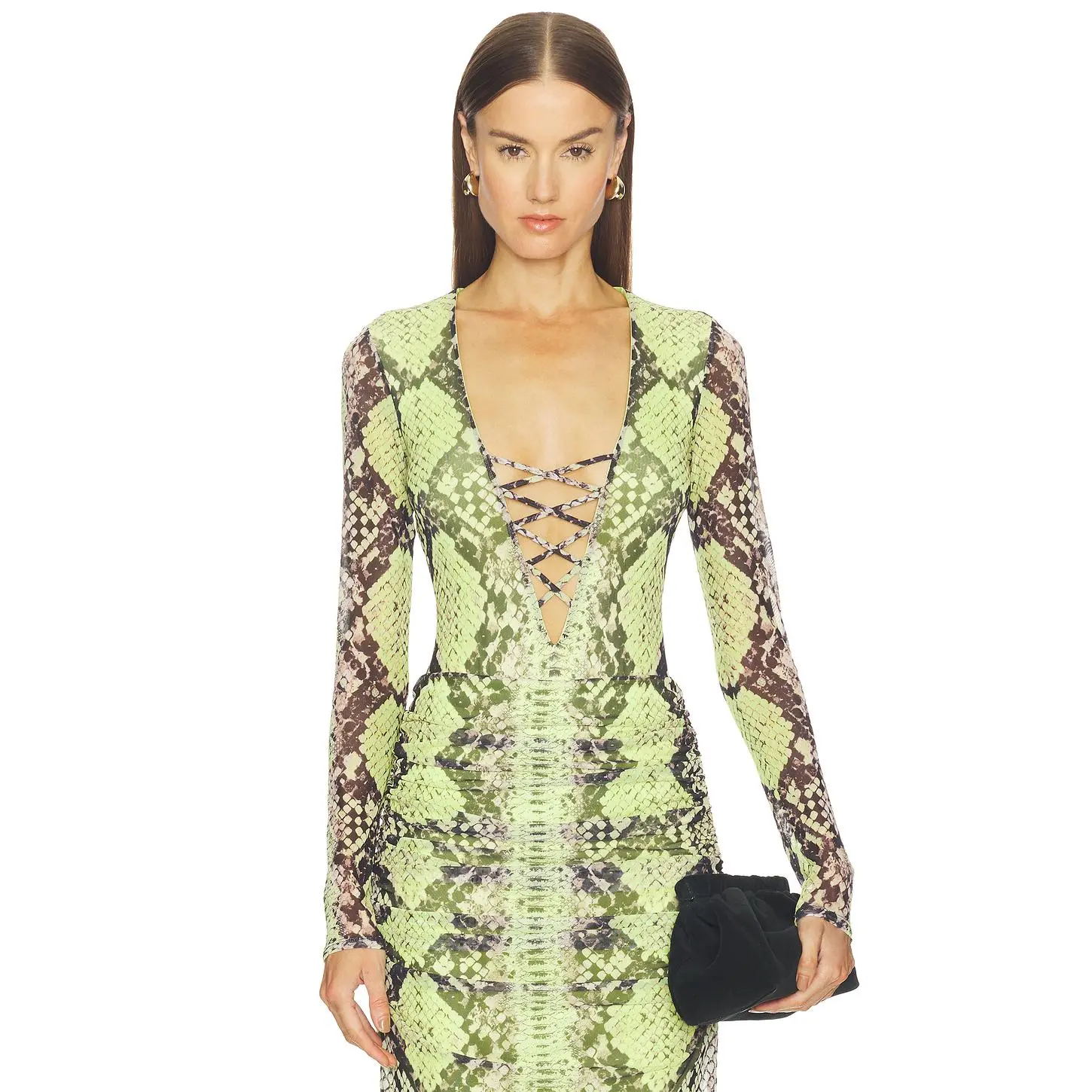 AFRM Eaton Bodysuit in Lime Snake