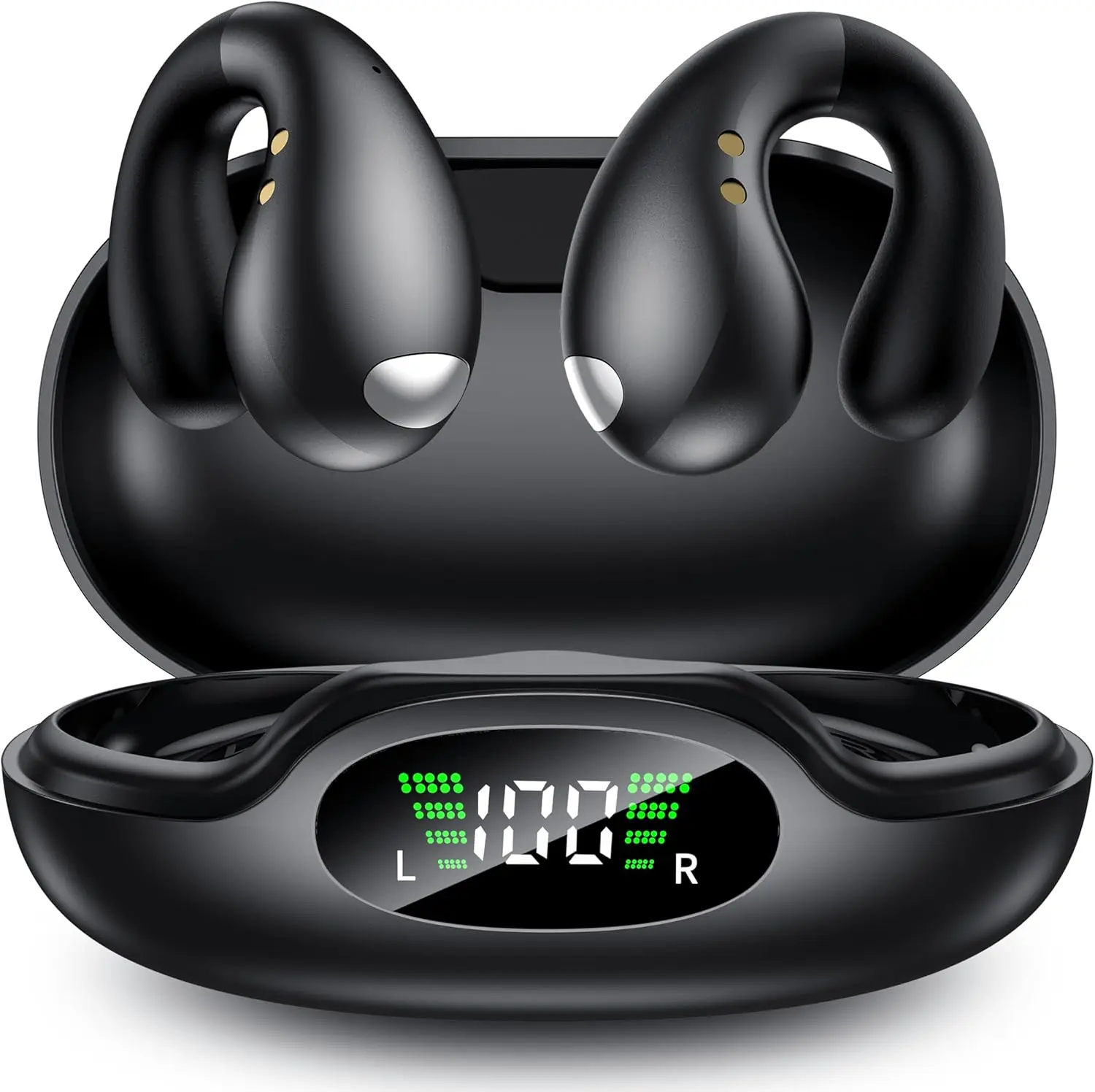 Wireless headphones, open-back headphones, wireless on-ear headphones, noise cancelling headphone，Charging case with LED display，Comfortable and secure to wear, ideal for sport, running, cycling, commuting, working and listening to music